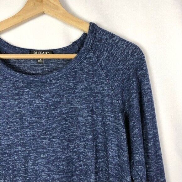 Buffalo David Bitton Heather Navy Comfy Raglan Long Sleeve Top S - Picture 3 of 4